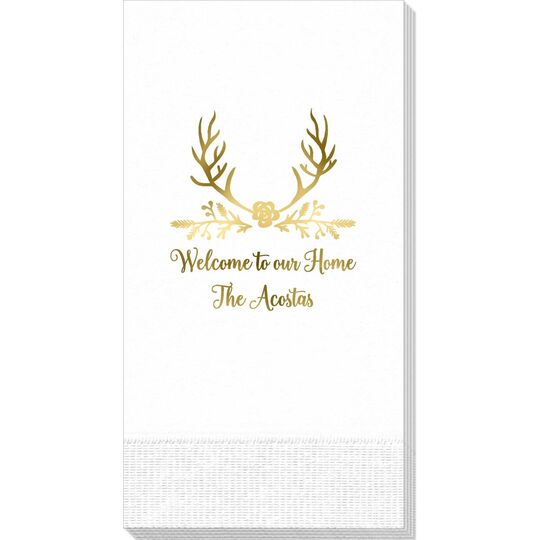 Pine Berry Antlers Guest Towels